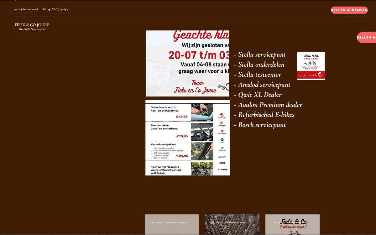 De oude Wix-website van Fiets & Co Joure