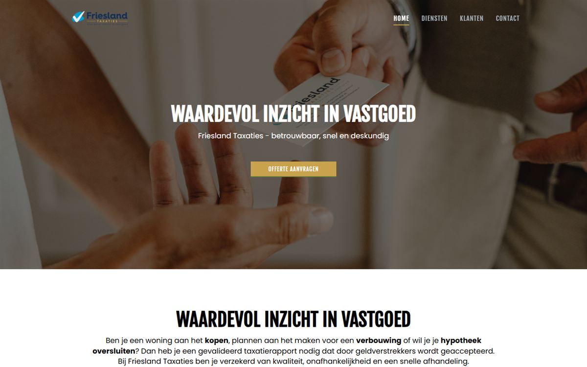 De oude website van Friesland Taxaties