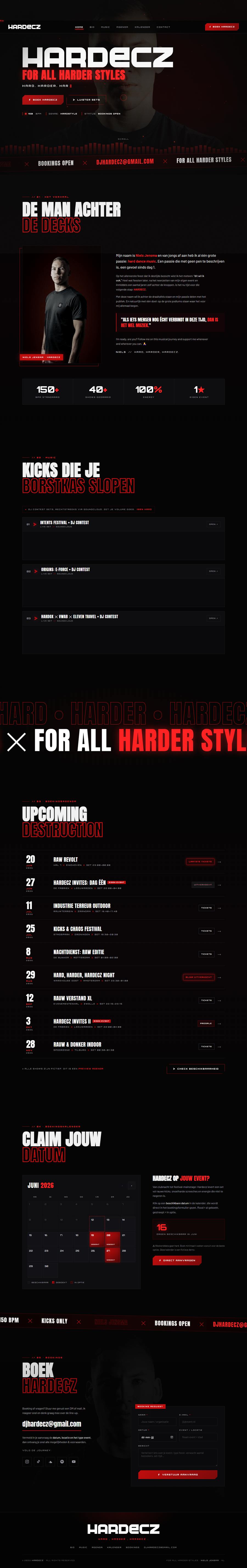 De volledige HARDECZ-website van boven naar beneden